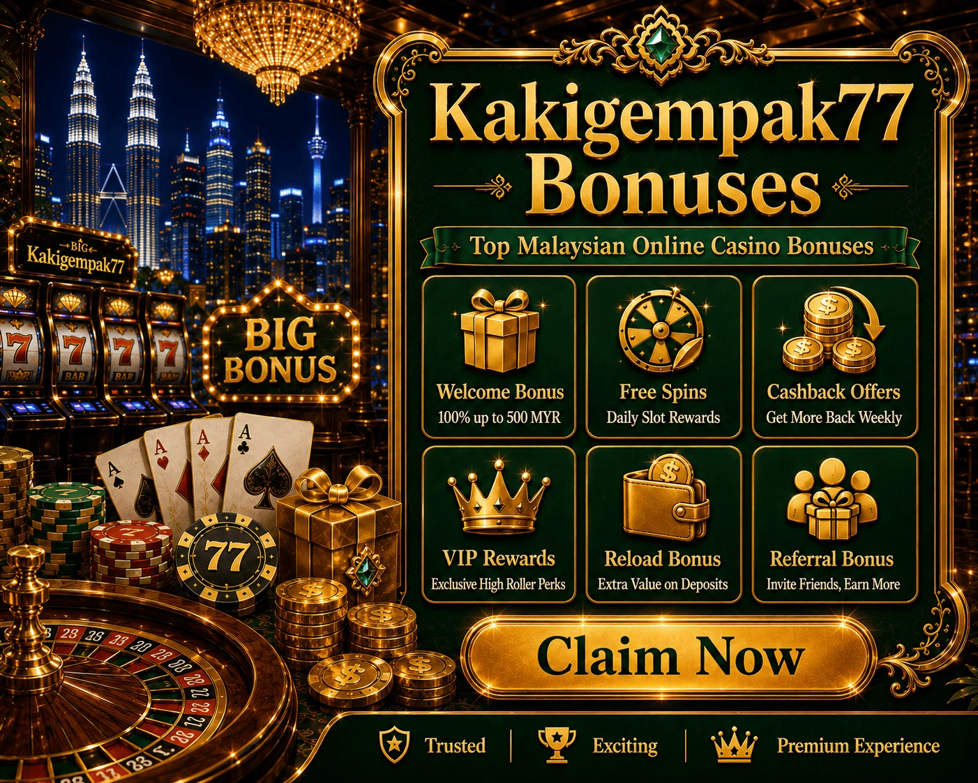 Senarai semak tawaran bonus Gambaran bonus dengan syiling, kotak hadiah, kad promosi dan senarai semak deposit serta kelayakan permainan