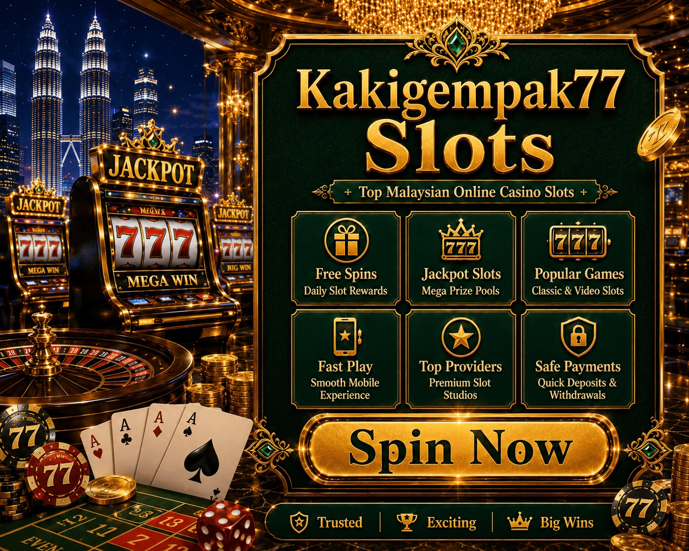 Skrin perpustakaan slot dengan lakaran gulungan, penapis kategori, simbol dan kawalan carian mudah alih
